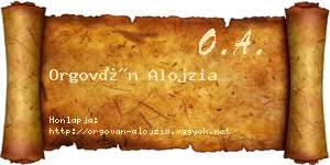 Orgován Alojzia névjegykártya